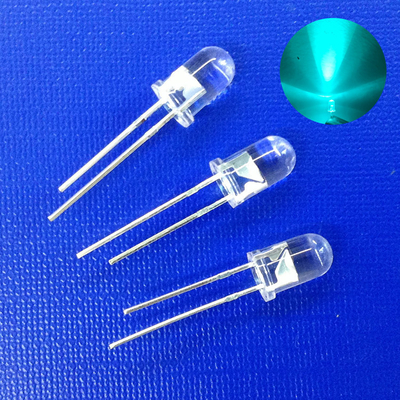 Światło drogowe serii 5mm LED przeciwporzewny Błękitno-zielonego koloru Jasne soczewki Dip 500nm Złoty drut dla sygnału przejściowego