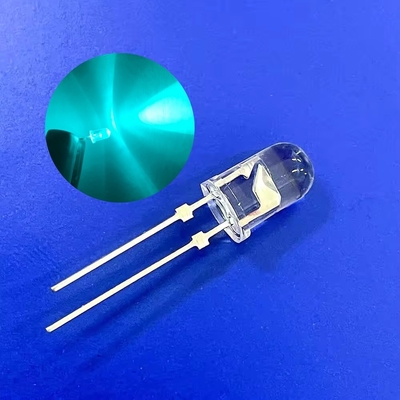 5 mm światło ostrzegawcze drogowe dioda LED 500nm błękitno-zielony kolor 13800mcd krótkie szpilki
